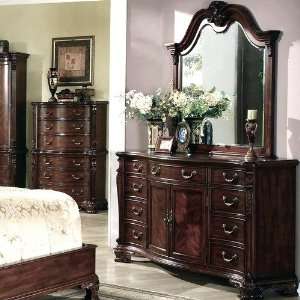  Wildon Home Dasan Dresser and Mirror Set in Dark Cherry 