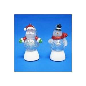 Club Pack of 12 LED Color Changing Santa Claus & Snowman Glitterdome 