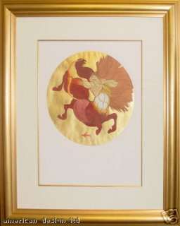 Guillaume Azoulay Sagittaire SIGNED Framed ORIGINAL COLOR Etching Gold 