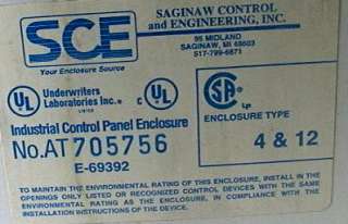 The type 4 & 12 enclosure is by SCE Saginaw Control andEngineering.