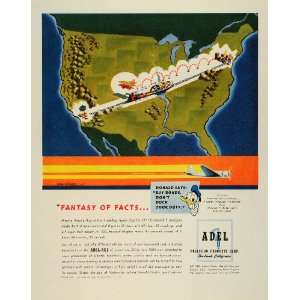 1943 Ad Adel Precision Aircraft WWI War Production Walt Disney Art 