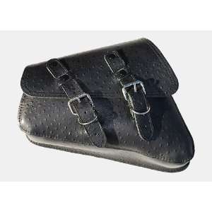   Sportster Black Ostrich Design Leather Saddle Bag 