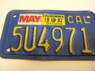 Older 1982 California Car Llicense Plate  