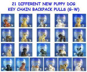 21 NEW DIFFERENT PUPPY DOG PUPPIES (G W) KEY CHAIN BACKPACK ZIPPER 
