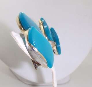 VTG LISNER EARRINGS BLUE THEROMSET CLIPS SILVER PLASTIC  