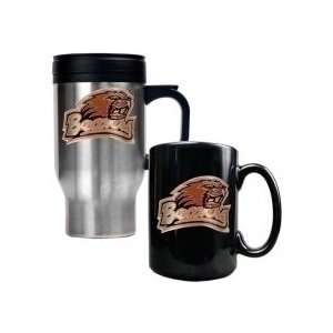  Oregon State Beavers Logo Travel Mug and Ceramic Mug Set 