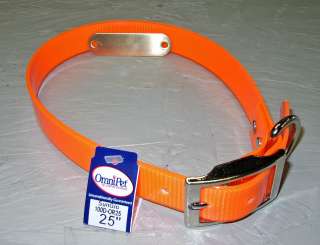 100D NEON ORANGE DAYGLO 25 DOG COLLAR FREE BRASS NAMEPLATE  