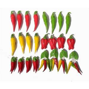   Set Hand Made Decorative Peppers Fridge Magnets 2.0h