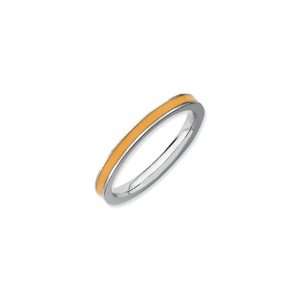  2.25mm Stackable Expressions Orange Enameled Band Size 9 Jewelry