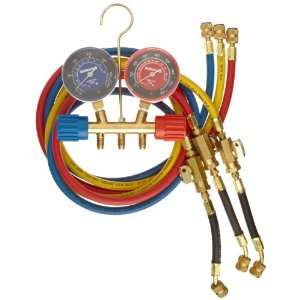   41670 Two Way Brass Manifold with 60 RYB Hoses, For R410 Refrigerant