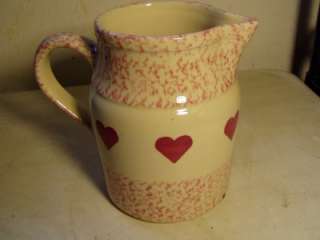 Henn Pottery ROSE SPONGEWARE 2QT HEART milk PITCHER  