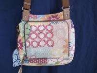 Fossil logo CANVAS Floral Print Spring crossbody handbag purse 