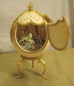 Kingspoint Designs Authentic Ostrich Egg Music Box Carousel, #224/3500 