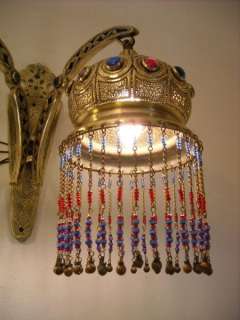 Handmade Moroccan Decor Jeweled Brass Sconce Wall Lamp  