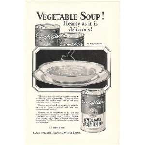  1926 Campbells Vegetable Soup Can Bowl Hearty Delicious 