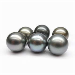 BEAUTIFUL6PS ROUND 11.1 11.7MM DEEP GRAY LOOSE TAHITIAN GENUINE PEARL 