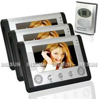 3in1 Video Door bell Door phone Intercom System 3pcs 7Color Monitor 
