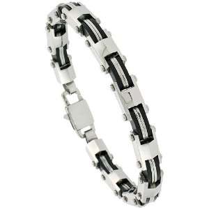 Stainless Steel Bracelets 9 Gents Surgical Steel & Rubber Bracelet 