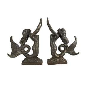  Bronzed Finish Mermaid Bookends Book Ends Cast Iron
