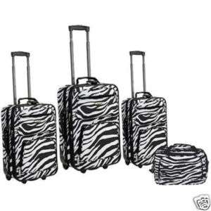 Rockland Deluxe ZEBRA Print 4 pc Luggage set Rolling  