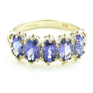 18K Yellow Gold Ladies 5 Stone Tanzanite Ring   Size P   Free Delivery 