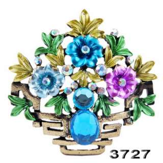 1P Full Flower 40*40MM Crystal Rhinestone Enamel Ladys Brooch Pin 