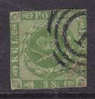 Denmark Facit 8v2 used. 1858 8s green double impression