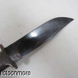 US WWII USN MK1 COMBAT FIGHTING KNIFE DAGGER w/ LEATHER SHEATH NAMED 