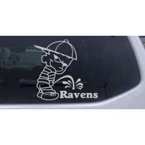 Pee On Ravens Car Window Wall Laptop Decal Sticker    Silver 20in X 19 