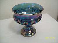 Vintage Indiana Glass amethyst Carnival glass kings crown compote 