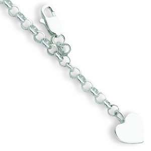  Sterling Silver Rolo Heart Bracelet Jewelry