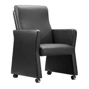   Chair with Padded Leatherette and Rolling Base, Black