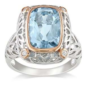   TGW Sky Blue Topaz 1/10 CT TDW Diamond Fashion Ring (G H, I3) Jewelry