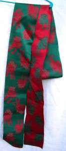   Hanhaba Obi Silk Reversible Red and Green Rickshaw Pattern Never Used