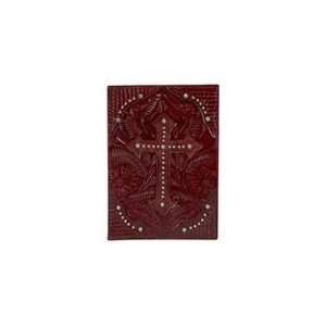  Mahogany Hand Tooled Leather Bible Cover 