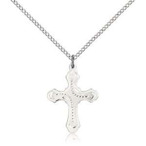  .925 Sterling Silver Cross Medal Pendant 7/8 x 5/8 Inches 