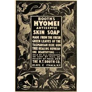  1900 Ad R T Booth Co. Hyomei Skin Soap Mermaid Dragon 
