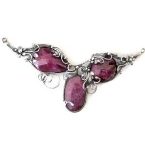  Ruby Pendant 07 Vine Sterling Silver Faceted Red Pink 