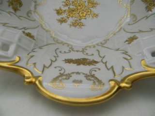   REICHENBACH PORCELAIN GERMANY FOOTED PIERCED LARGE BOWL RICH GOLD