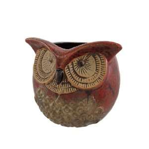    6 Inch Diameter Ceramic Owl Head Planter Patio, Lawn & Garden