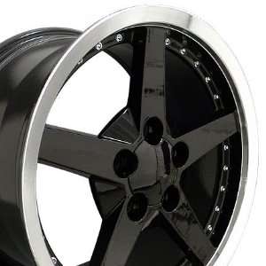 C6 Deep Dish Wheel with Rivets Machined Lip Fits Corvette   Black 17x9 