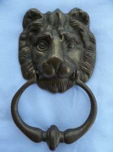 Vtg Antique Lrg Majestic Brass Lion Door Knocker  