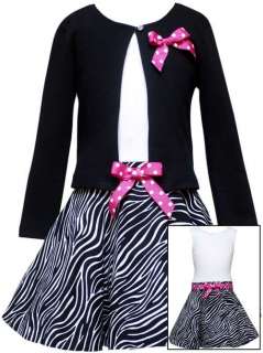 Rare Editions Pink Black Zebra Print Party Dress W/ Cardigan 5  