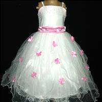   Pink Christmas Wedding Bridesmaid Flowers Girls Pageant Dress SZ 3 4T