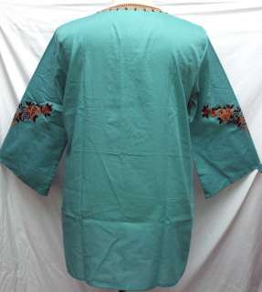 Indian Gypsy Boho Embroidered Long TOP Shirt Kurta, XL  