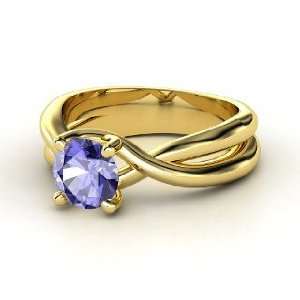    Entwined Ring, Round Tanzanite 14K Yellow Gold Ring Jewelry