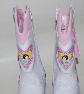 Girls Disney Princess Cowboy Cowgirl Boots 7 Pink & White Light Up 