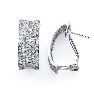  Diamond Hoop Earrings 14k White Gold Elegant Fashion (1.54 