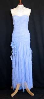 NWT Jessica McClintock Periwinkle Blue Netting Ribbon Gown Dress Size 