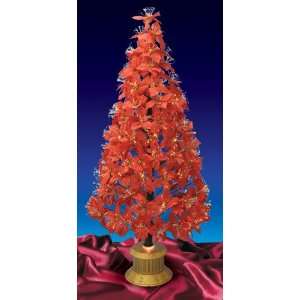  Changing Fiber Optic Red Poinsettia Christmas Tree 